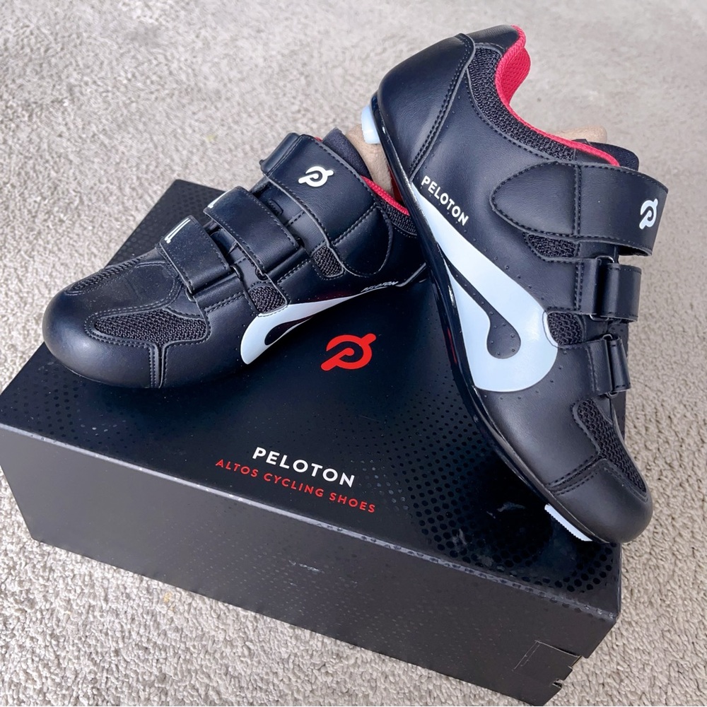 Peloton Black and Red Athletic Cycling Shoes